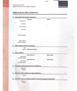 Odpis Skrócony Aktu Małżeństwa (9 Pkt.)