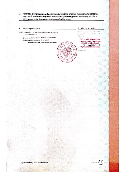 Odpis skrócony aktu małżeństwa (9 pkt.) – Bild 2