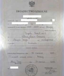 Świadectwo Szkoły Zasadniczej – 2 Klasa